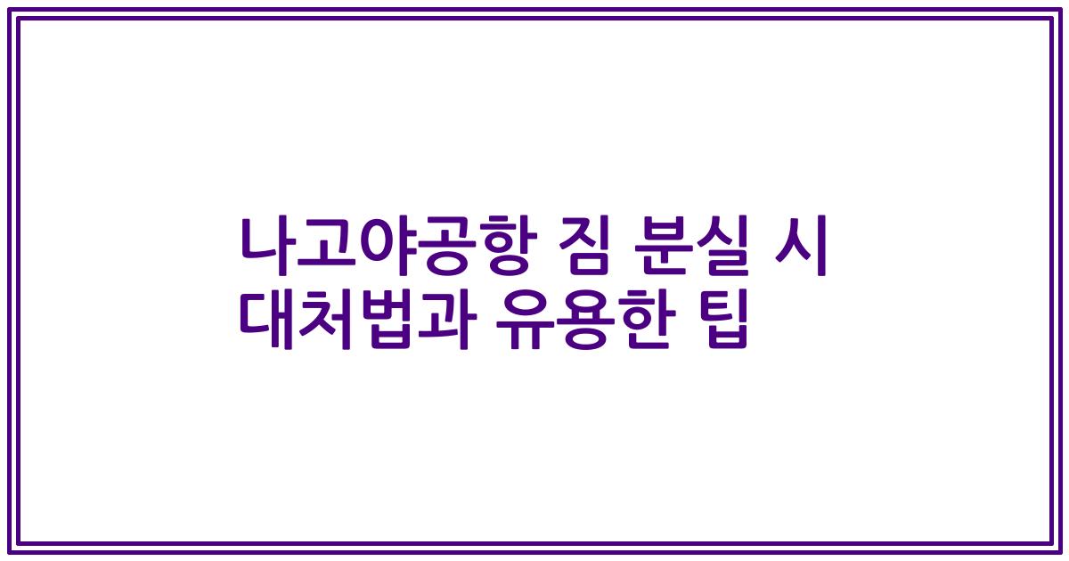 나고야공항 짐 분실 시 대처법과 유용한 팁
