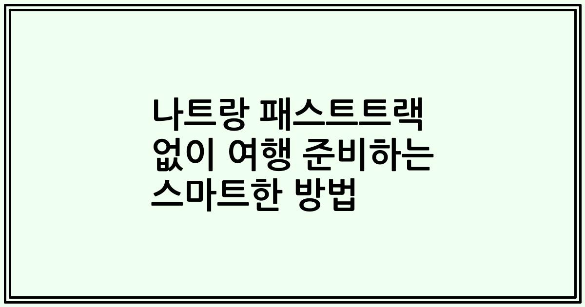 나트랑 패스트트랙 없이 여행 준비하는 스마트한 방법